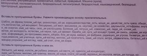 Вставьте пропущенные буквы Укажите производящую основу прилагательных​