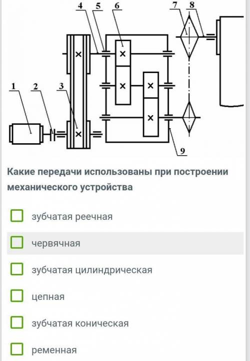 Какие передачи использованы при построении механического устройства? ​