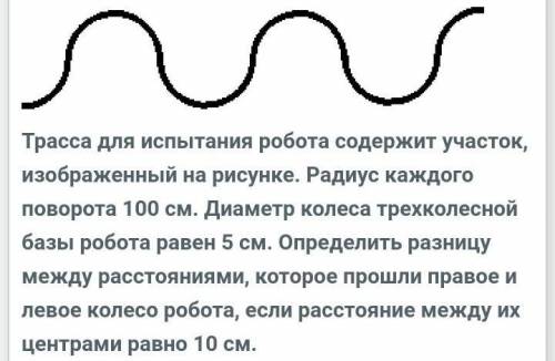 Трасса для испытания робота содержит участок, изображенный на рисунке. Радиус каждого поворота 100 с