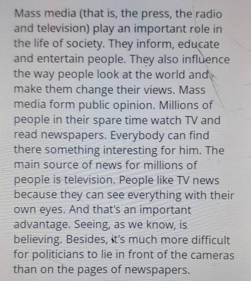 6. Mass media cannot influence theway people look at the world.truefalse​