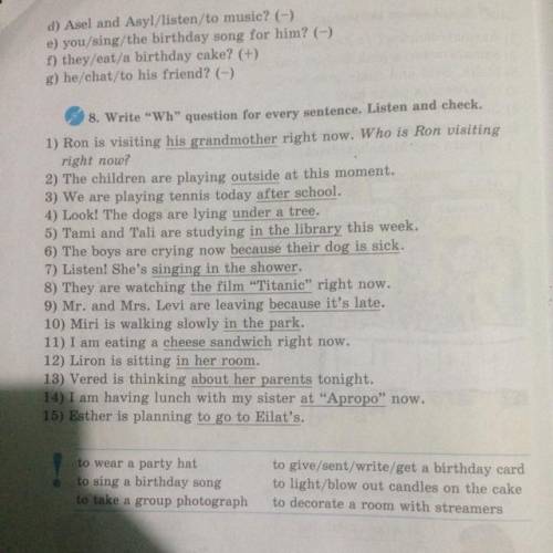 8. Write Whquestion for every sentence . Listen and check