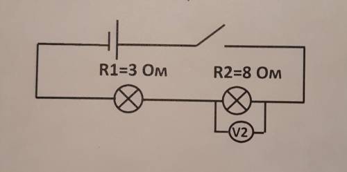 схема 1 напряжение на второй лампочке 5 В. Определите напряжение на первой лампочке, напряжение в це