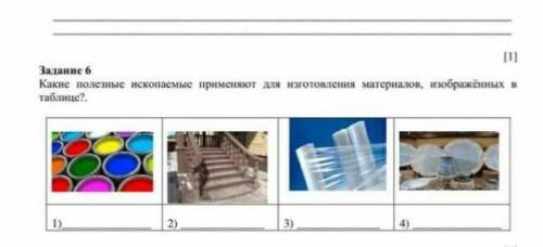 Какие полезные ископаемые применяют для изготовления материалов изображённых в таблице​