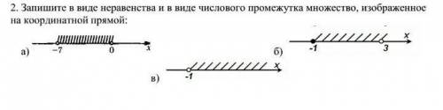 2. Запишите в виде неравенства и в виде числового промежутка множество изоброженных на координатной