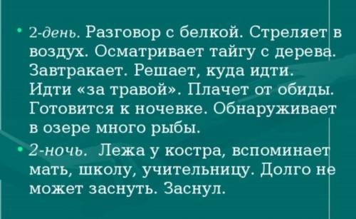 Рассказать про 2 сутки васютки в лесу​