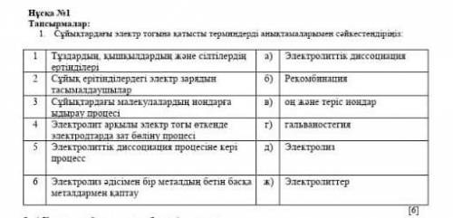 Сопоставьте термины, относящиеся к электричеству в жидкостях, с их определениями​