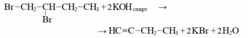 1-бромбутан + KOH(спирт.)→А(+Br2)→Б(+KOH(спирт.))→​