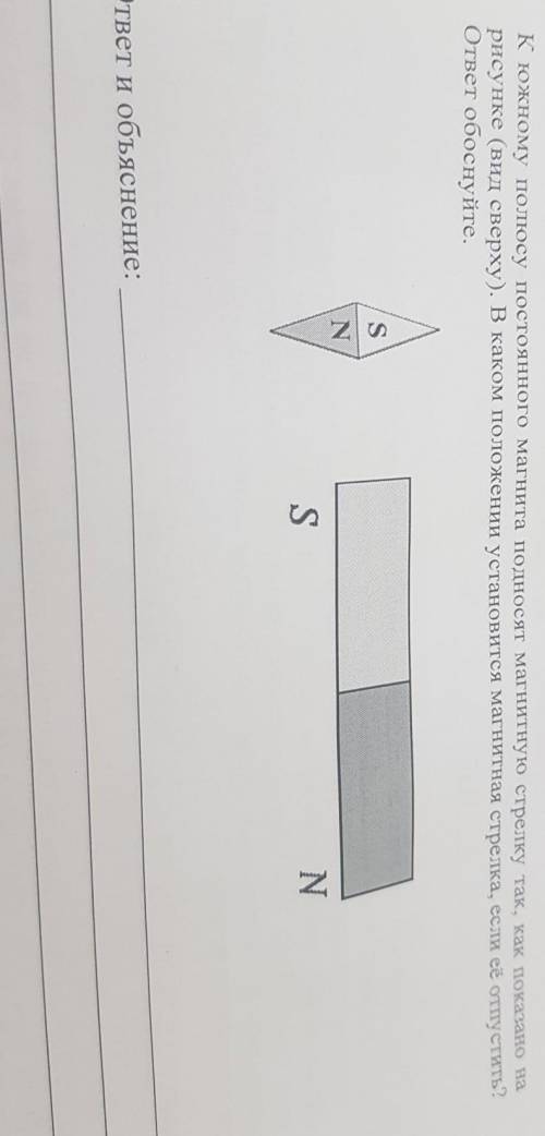 к южному полюсу постоянного магнита подносят магнитную стрелку так, как показанно на рисунке (вил св