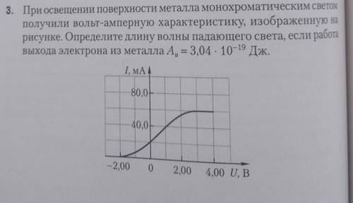 при освещении поверхности металла монохроматическим светом получили вольт амперную характеристику из