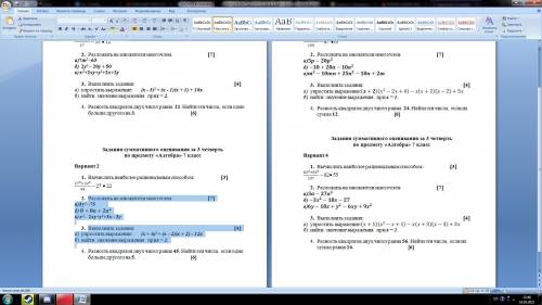 СОЧ АЛГЕБРА ТО ЧТО ВЫДЕЛЕНО 2 ВАРИАНТ