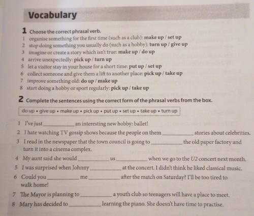 1 Choose the correct phrasal verb.1 и 2 задание ​