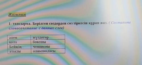 Берілген сөздерден сөз тіркесін кұрап жаз ,У МЕНЯ СОЧ!​