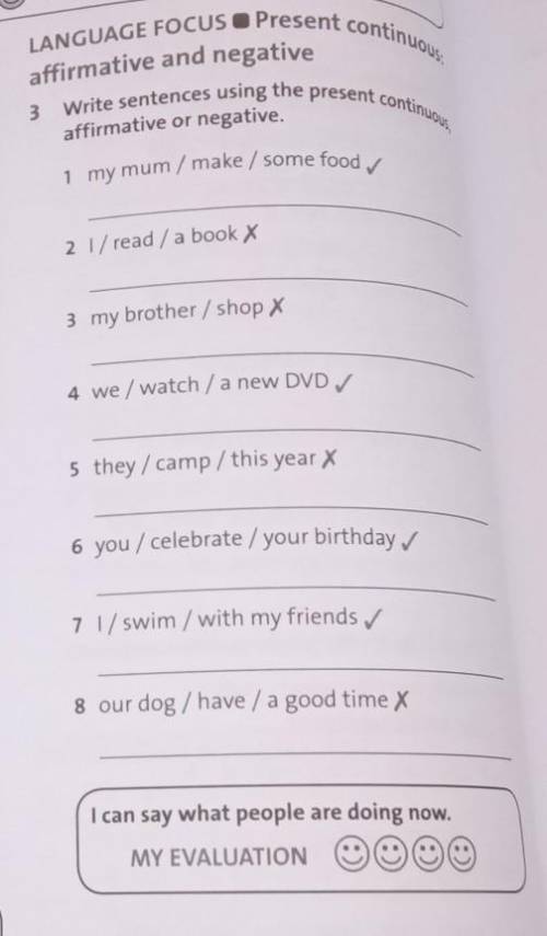 3.Write sentences using the present continuous,affirmative or negative.​