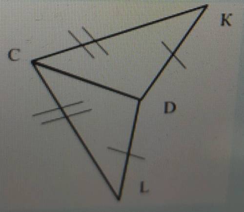 На малюнку СК=CL, DK=DL. Доведіть рівність трикутників CDK і CDL.