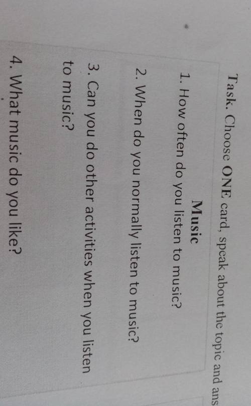 Total [51 SpeakingTask. Choose ONE card, speak about the topic and answer the questions.MusicReading