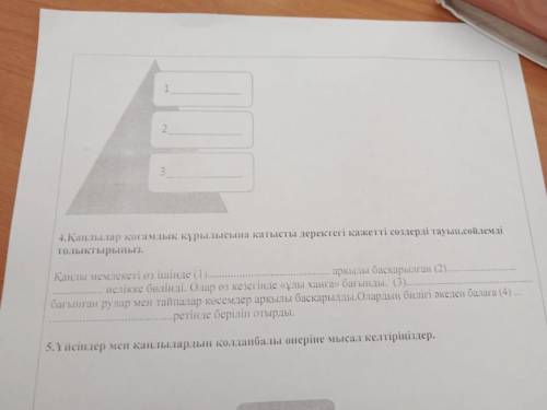 Қаңлылар және үйсіндер қоғамдық құрылысын жазу керек. (үйсің ол пирамидаға, қаңлы - толықтыру)