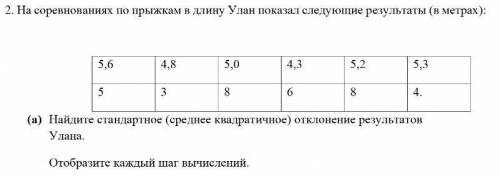 На соревнованиях по прыжкам в длину Улан показал следующие результаты (в метрах):