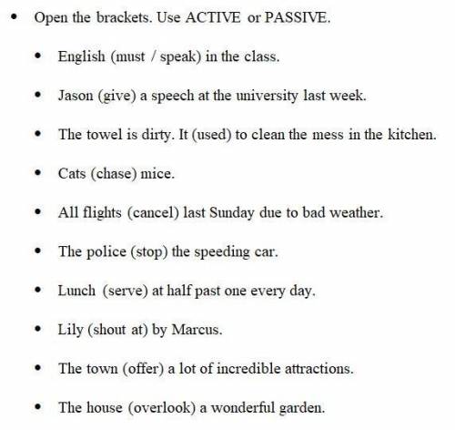 . PASSIVE VOICE/ACTIVE VOICE/Use ACTIVE or PASSIVE.