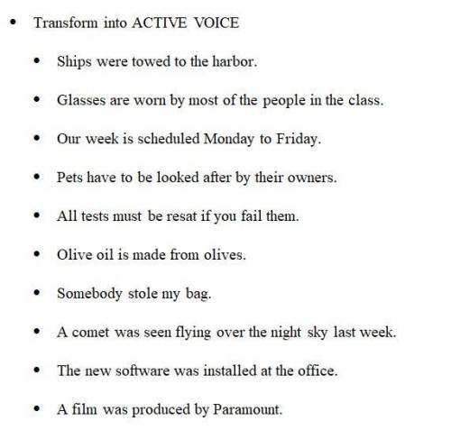 . PASSIVE VOICE/ACTIVE VOICE/Use ACTIVE or PASSIVE.