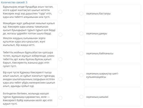 1-тапсырма. Берілген үзіндіні оқып, мәтіннің композициялық қүрылымын сәйкестендіріңіздер.