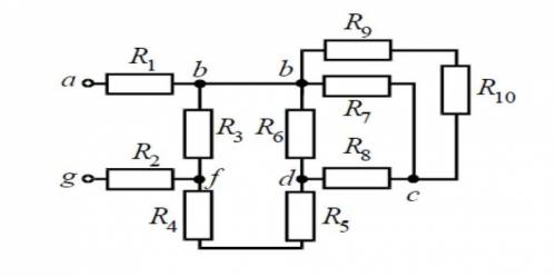 Найти общее сопротивление: r1 = r2= r3 = r4 = r5 = r6 = r7 = r8 = r9 = r10 = 10 Ом ​