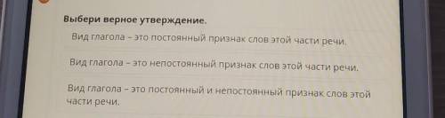 Выбери верное утверждение вид глагола это постоянные и непостоянные признаки слов этой части речи​