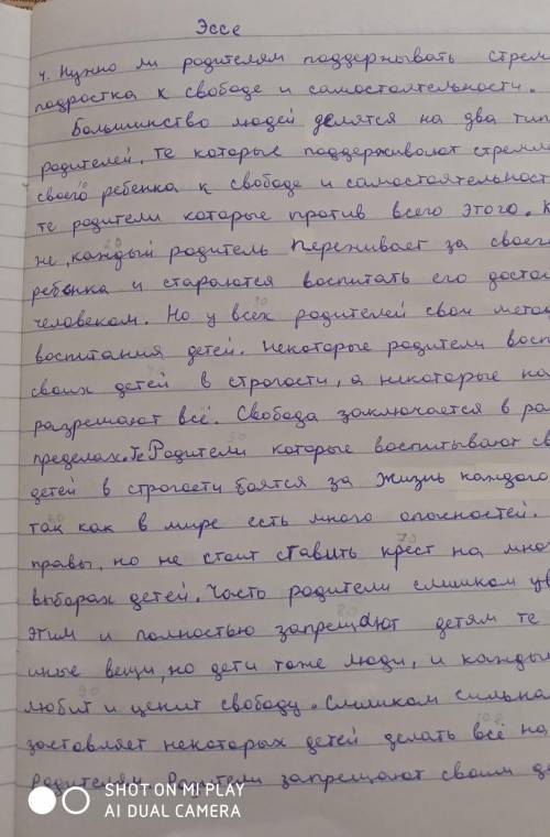 МНЕ НУЖНО УМОЛЯЮ ВАС НУЖНО ЭССЕ НАПИСАТЬ 200СЛОВ Нужно ли родителям поддерживать стремление подростк