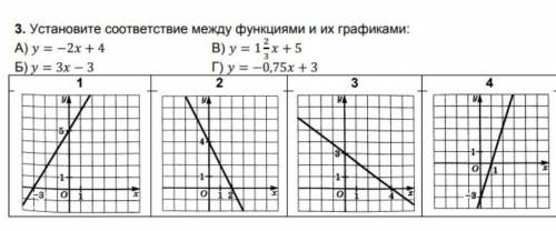 Установите соответствие между функциями и их графиками ​