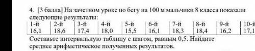 Вопрос рисунке и снизу,вопросы одно и тоже. 4. [ ) На зачетном уроке по бегу на 100 м мальчики 8 кла