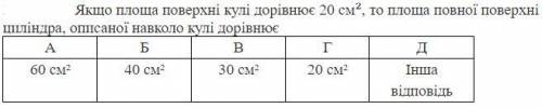 Якщо площа поверхні кулі дорівнює 20 , то площа повної поверхні циліндра, описаної навколо кулі дор