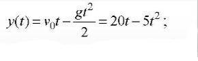 Тіло кинули вертикально вгору з швидкістю 20 м/с. Написати рівняння залежності координати тіла від ч