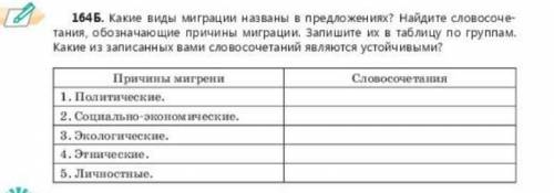 Какие виды миграции названы в предложениях? Найдите словосоче- тания, обозначающие причины миграции.