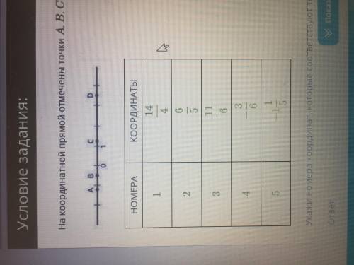 На координатной прямой точки а б с д в таблице указаны воможные координаты точек
