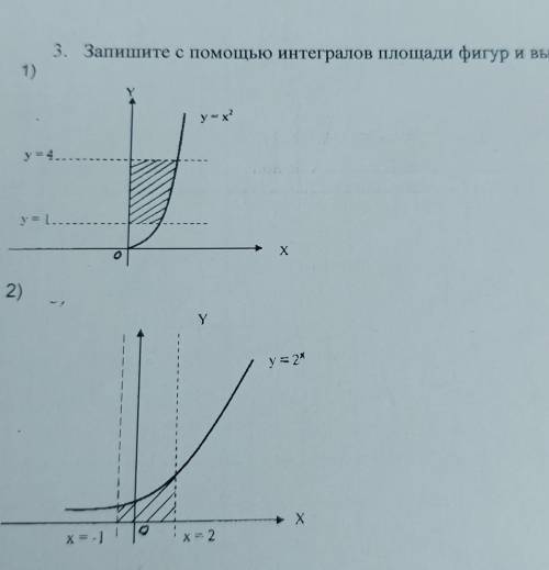 Запишите с интегралов площади фигур и вычислите их​