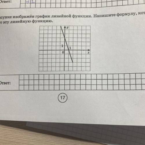 На рисунке изображён график линейной функции. Напишите формулу, которая задаёт эту линейную функцию.