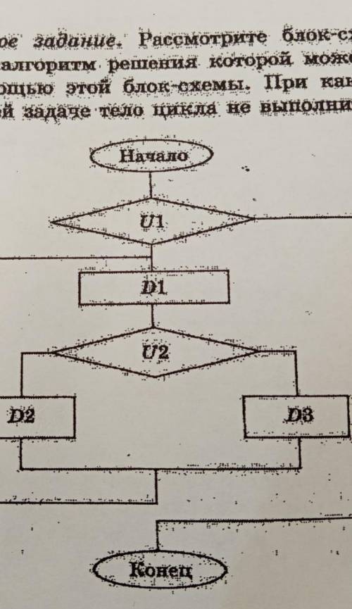 3. Дополнительное задание. Рассмотрите блок-схему. Приду- майте задачу, алгоритм решения которой мож