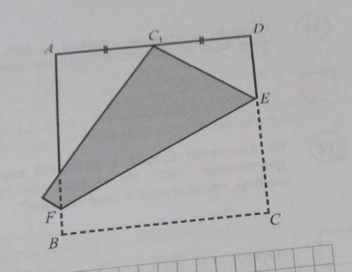 квадратный лист бумаги ABCD согнули по линии F Так что Точка C попала на середину стороны AD Найдите