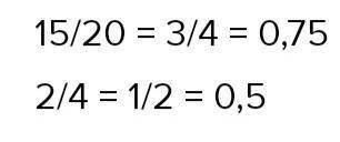 5. Представь в виде десятичной дроби.12а)15/20б) 2/4​