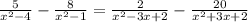 \frac{5}{ {x}^{2} - 4 } - \frac{8}{ {x}^{2} - 1 } = \frac{2}{ {x}^{2} - 3x + 2} - \frac{20}{ {x}^{2} + 3x + 2 }