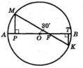 Хорда МК пересекает диаметр АВ в точке F, ∠MPF = ∠KTF = 90°, ∠MFP = 30°, МК = 27 см. Найдите сумму д