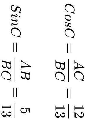 користуючись рисунком знайдіть значення косинуса кута С та тангенса кута В​