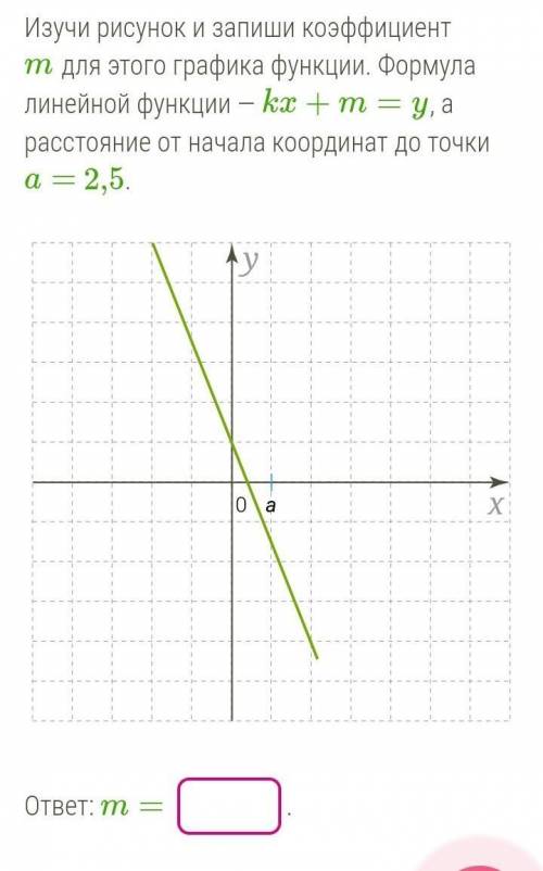 ОЧЕНЬ НУЖНО ! Изучи рисунок и запиши коэффициент m для этого графика функции. Формула линейной функц