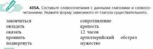 435А. Составьте словосочетания с данными глаголами и словосочетаниями. Укажите форму зависимого от г