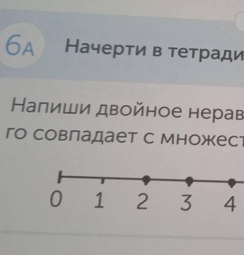 РАБОТА В ГРУППЕ 6AНачерти в тетради числовой луч. Отметь числа.Напиши двойное неравенство, множество