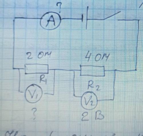 Определите амперметра А и вольтметра V1-?​