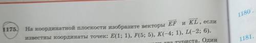 75. и KL, еслиНа координатной плоскости изобразите векторы EFизвестны координаты точек: E(1; 1), F(5