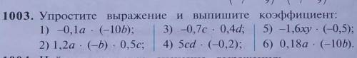 1003.Упростите выражение и выпишите коэффициент... ​