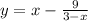 y = x - \frac{9}{3 - x}