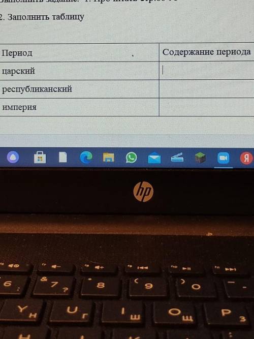 Выполнить заданне: 1. Прочитать стр. 88-91 2. Заполнить таблицуПериодСодержание периодацарский1респу