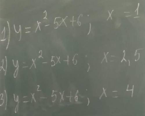 Y=x^2-5x+6; x=1 y=x^2-5x+6; x=2,5 y=x^2-5x+6; x=4 ((